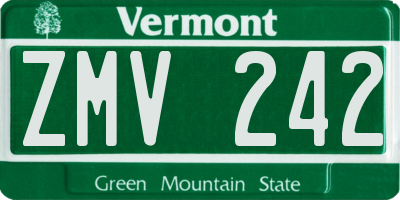 VT license plate ZMV242