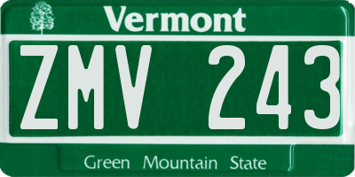 VT license plate ZMV243