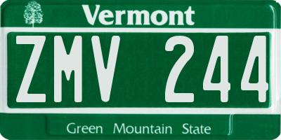 VT license plate ZMV244