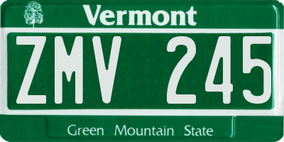 VT license plate ZMV245