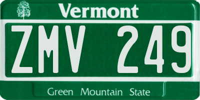 VT license plate ZMV249