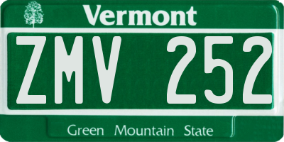 VT license plate ZMV252