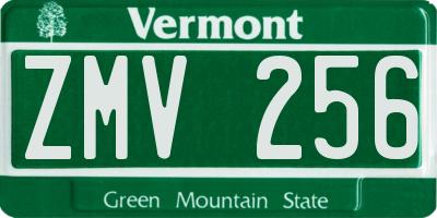VT license plate ZMV256