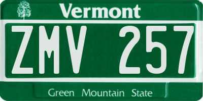 VT license plate ZMV257