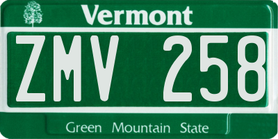 VT license plate ZMV258
