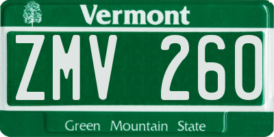 VT license plate ZMV260