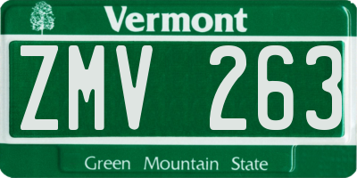 VT license plate ZMV263