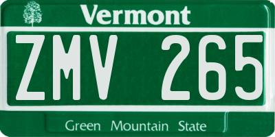 VT license plate ZMV265