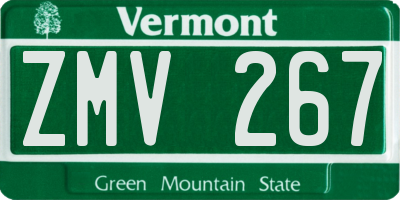VT license plate ZMV267