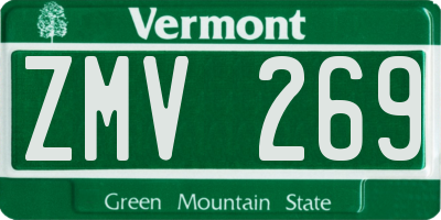VT license plate ZMV269
