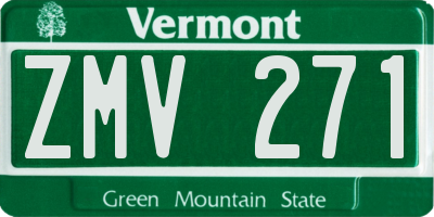 VT license plate ZMV271