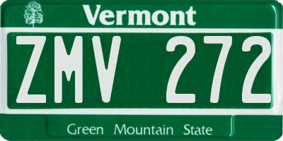 VT license plate ZMV272