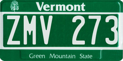 VT license plate ZMV273