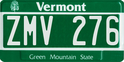 VT license plate ZMV276