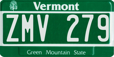 VT license plate ZMV279