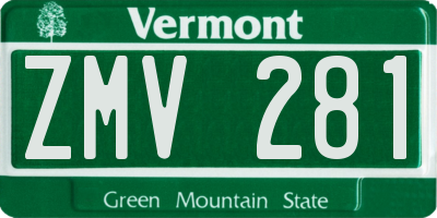 VT license plate ZMV281
