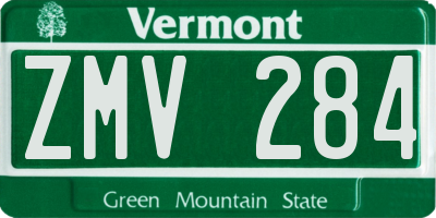 VT license plate ZMV284