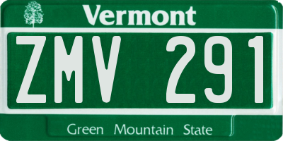 VT license plate ZMV291