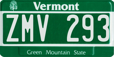 VT license plate ZMV293