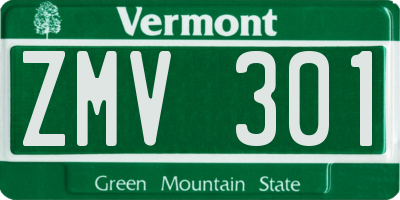 VT license plate ZMV301