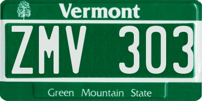 VT license plate ZMV303