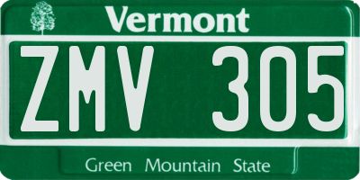 VT license plate ZMV305