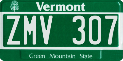 VT license plate ZMV307