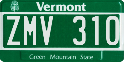 VT license plate ZMV310