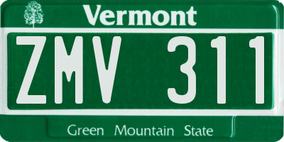 VT license plate ZMV311