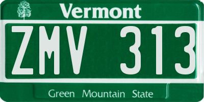 VT license plate ZMV313