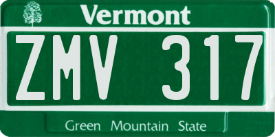 VT license plate ZMV317