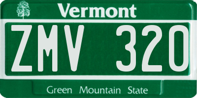 VT license plate ZMV320