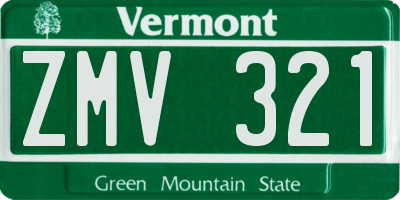 VT license plate ZMV321