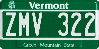 VT license plate ZMV322