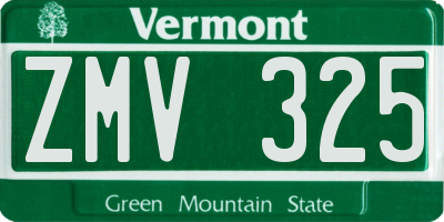 VT license plate ZMV325