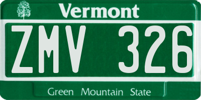 VT license plate ZMV326