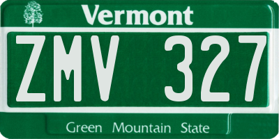 VT license plate ZMV327