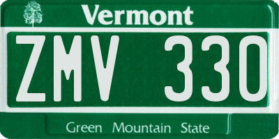VT license plate ZMV330