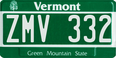 VT license plate ZMV332