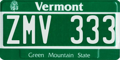 VT license plate ZMV333