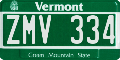 VT license plate ZMV334