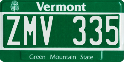 VT license plate ZMV335