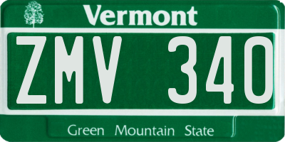 VT license plate ZMV340