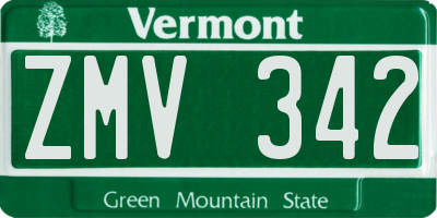 VT license plate ZMV342