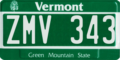 VT license plate ZMV343