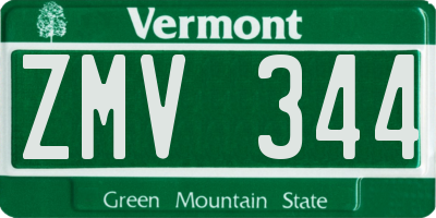 VT license plate ZMV344