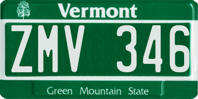 VT license plate ZMV346