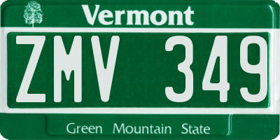 VT license plate ZMV349