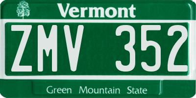 VT license plate ZMV352