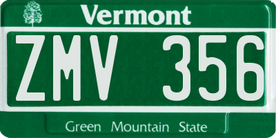 VT license plate ZMV356
